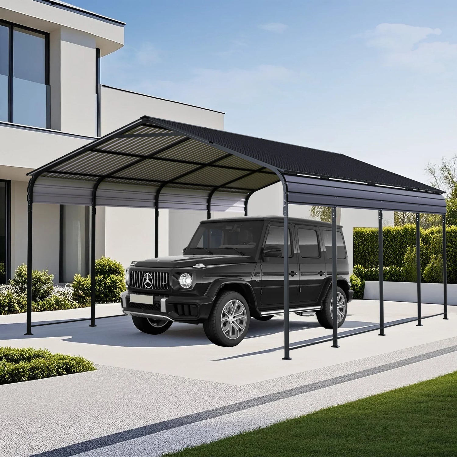 12x20 FT Heavy Duty Metal Carport With Galvanized Steel Roof With Enhanced Base Outdoor Car Port Shelter for Cars, Trucks and Boats