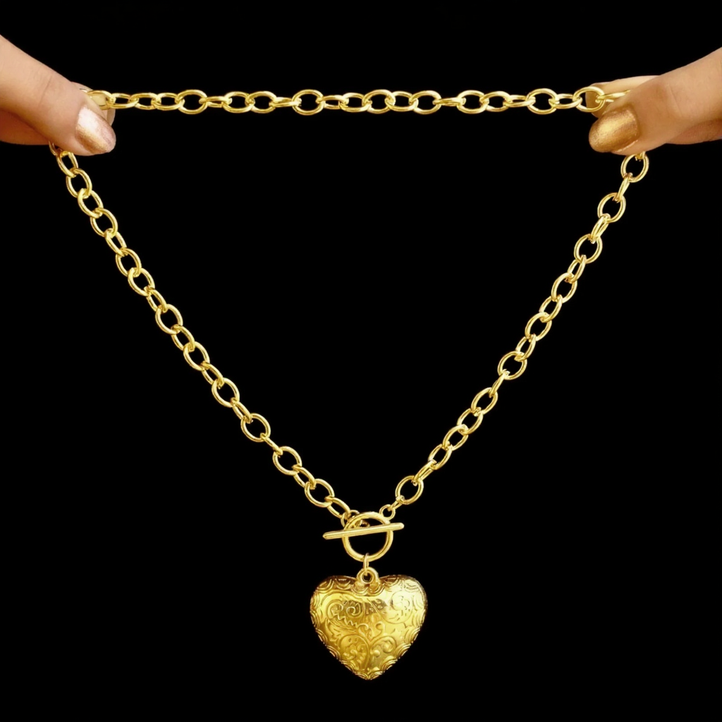 Buytitude Romantic Puffy Heart Pendant Necklace – Elegant Anti-Tarnish Jewelry