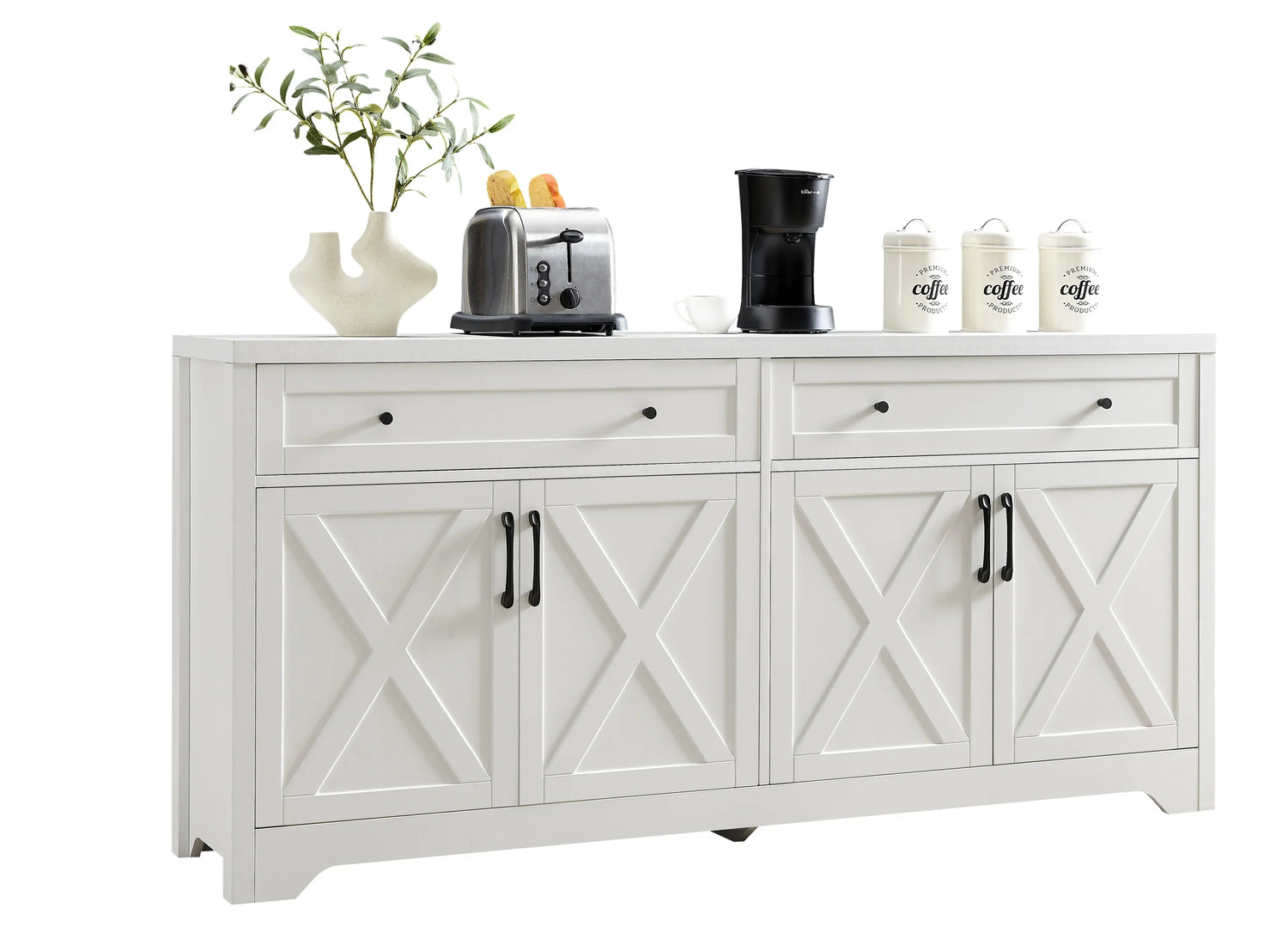 61 inch TV cabinet for living room, multifunctional combination TV cabinet, large capacity storage cabinet, can be used in living room, bedroom, office area, white, 61.3''L x 15''W x 29.8''H.