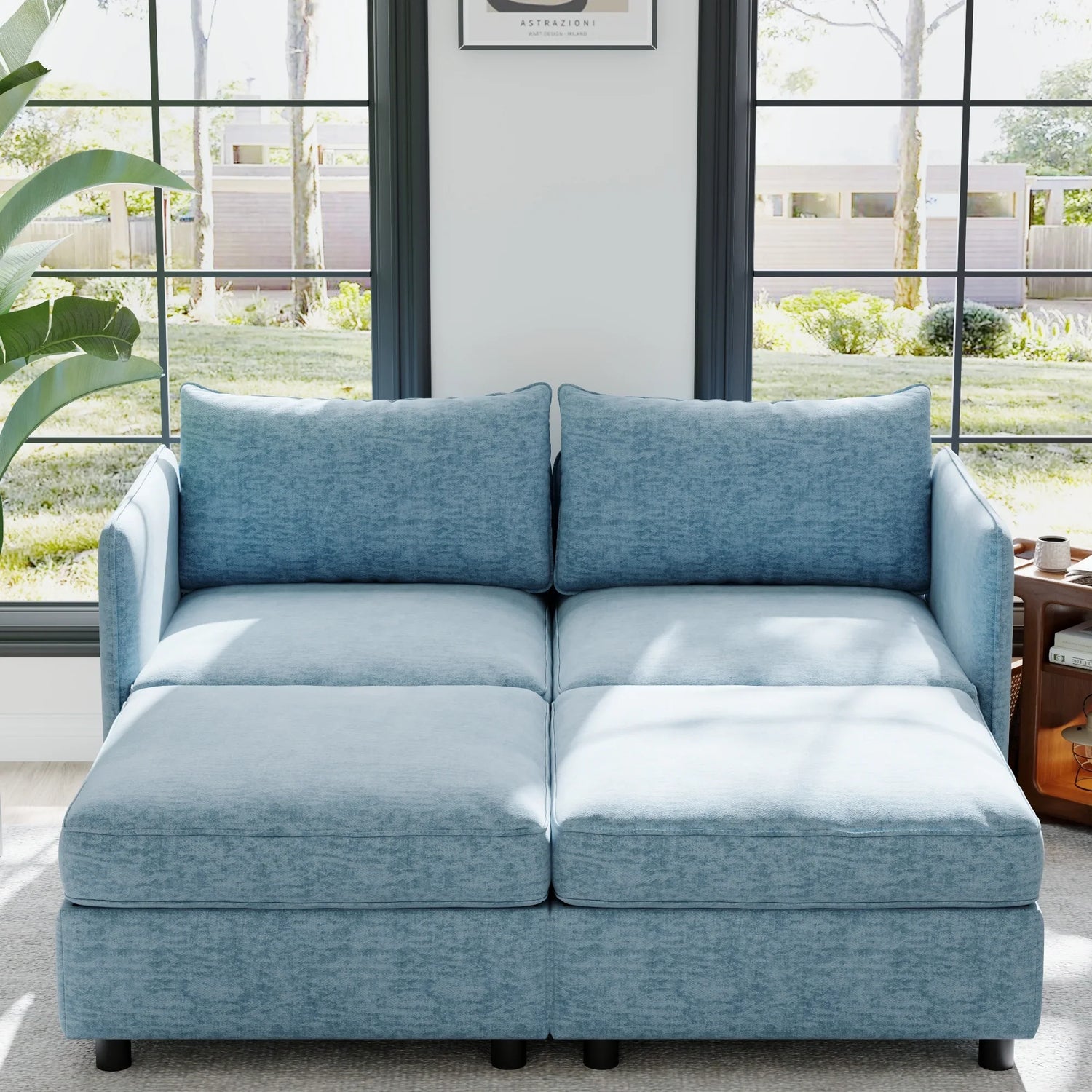 Love Seat Couches, Chaise Longue Mid Century Modern Sofa Couch With Storage for Small Spaces, Living Room , Bedroom