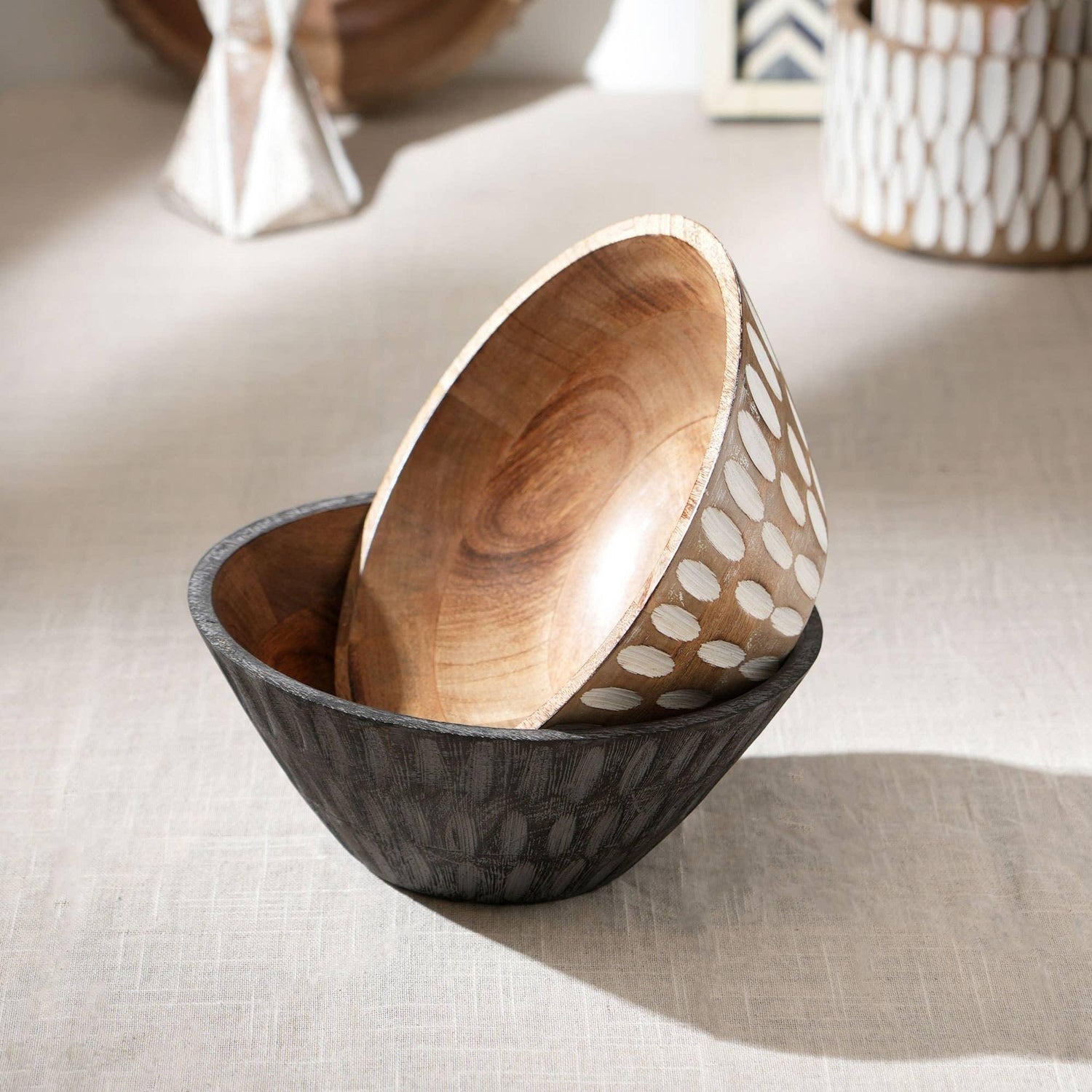 Kiyanni Handmade Mango Wood Diana Decorative Bowl - Stylish Utensil Server