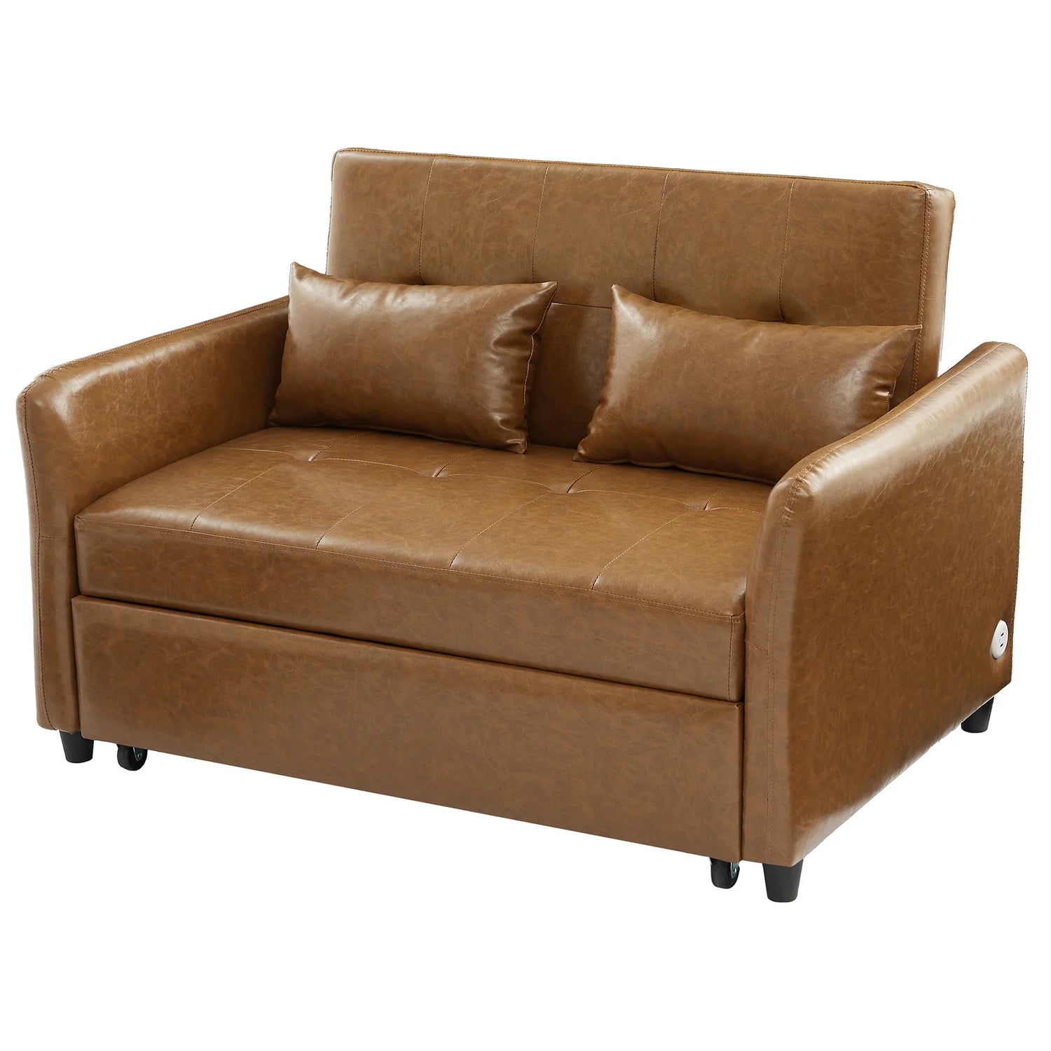 Orisfur Convertible Sleeper Bed, Adjustable Oversized Armchair with USB Ports, Brown PU Leather, 51.57'