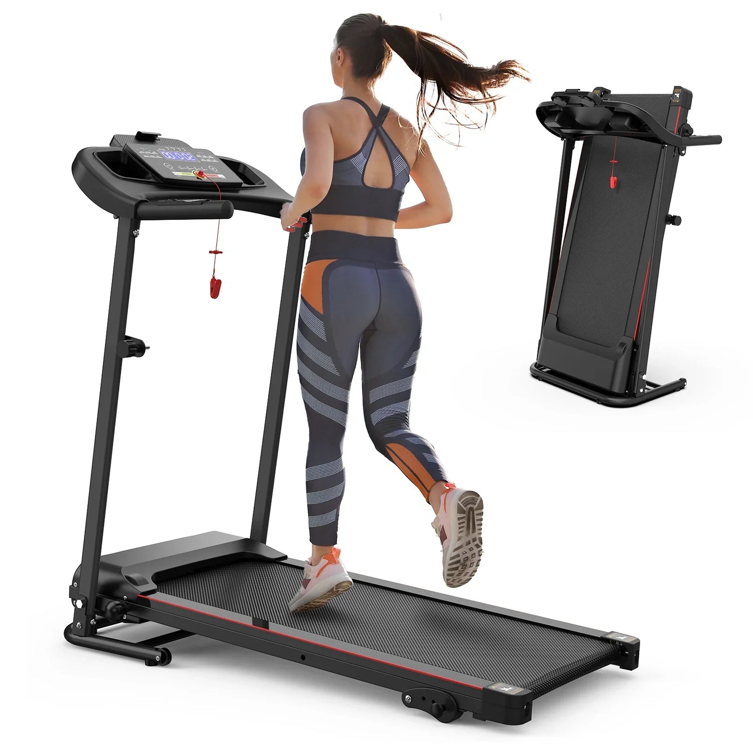 Cinta de correr plegable con inclinación de 2,5 HP, 12 km/h, eléctrica para el hogar, plegable, con Bluetooth, soporte para vasos, sensor de frecuencia cardíaca, para caminar, correr, gimnasio en casa, ejercicio físico.