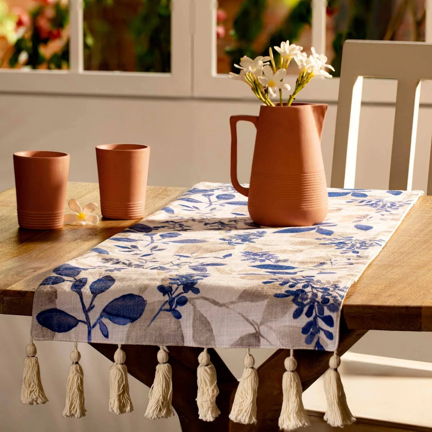 Tropical Paradise Cotton Linen Table Runner-14'L