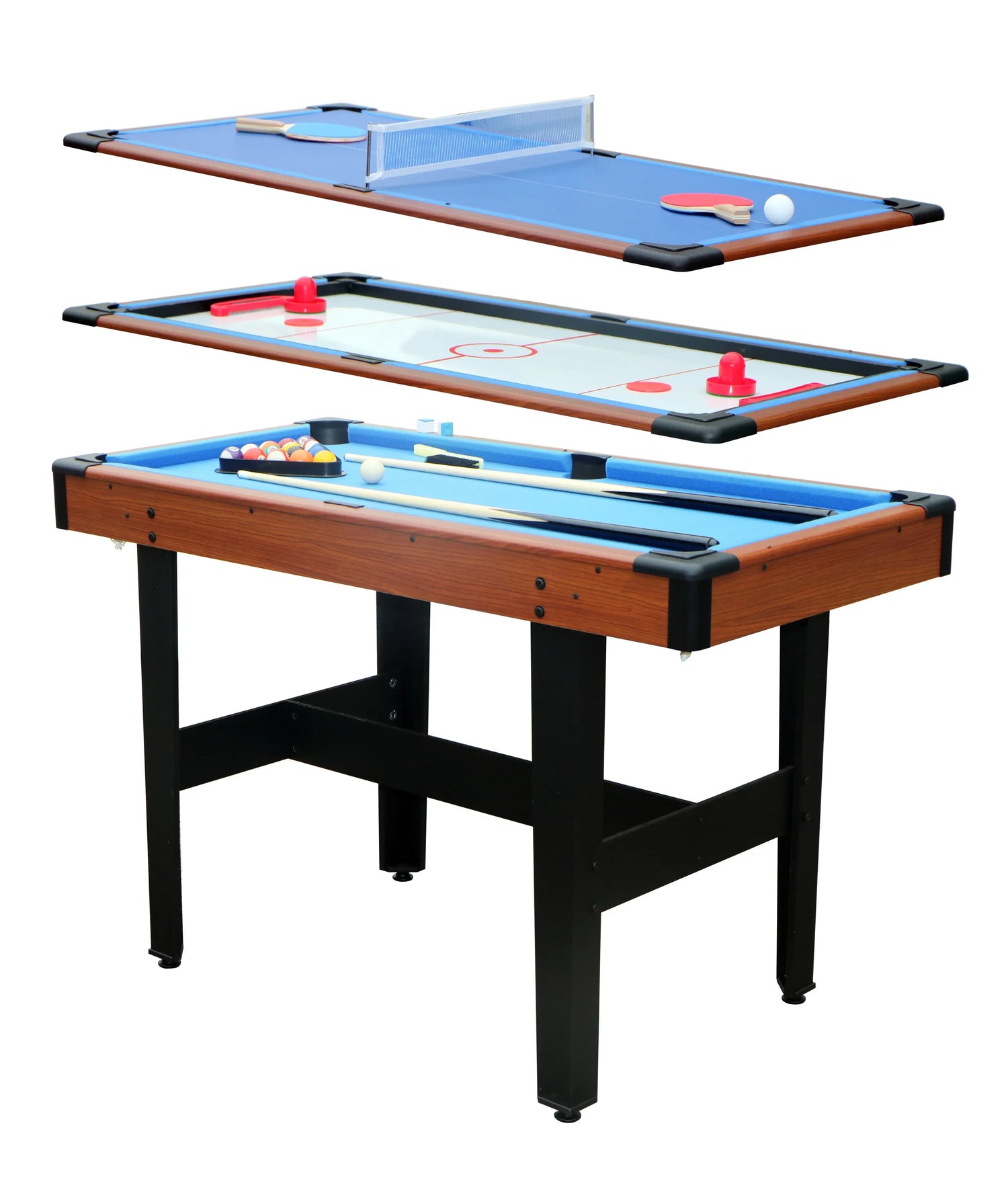 48″ 3-in-1 Multi Game Table - Combo Game Table Set - Billiards/Pool, Glide Hockey and Table Tennis for Home, Game Room, Friends and Family!
