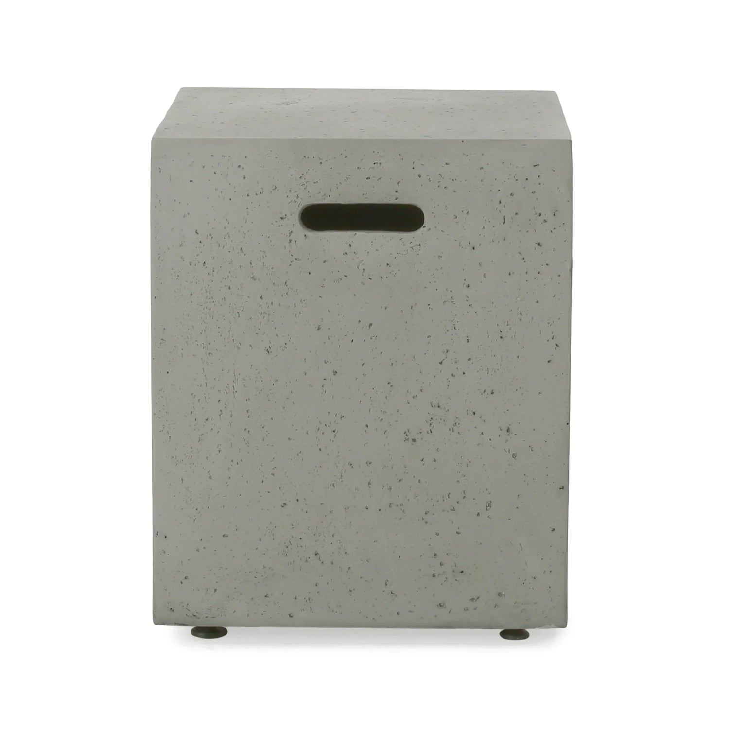 Modern Magnesium Oxide Tank Holder Side Table with Smooth Concrete Surface in Light Grey