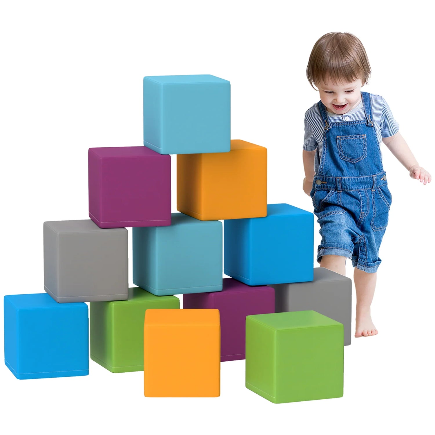 Soozier 12 Piece Soft Play Blocks Soft Foam Toy Building and Stacking Blocks Compliant Learning Toys for Toddler Baby Kids Preschool, Contemporary