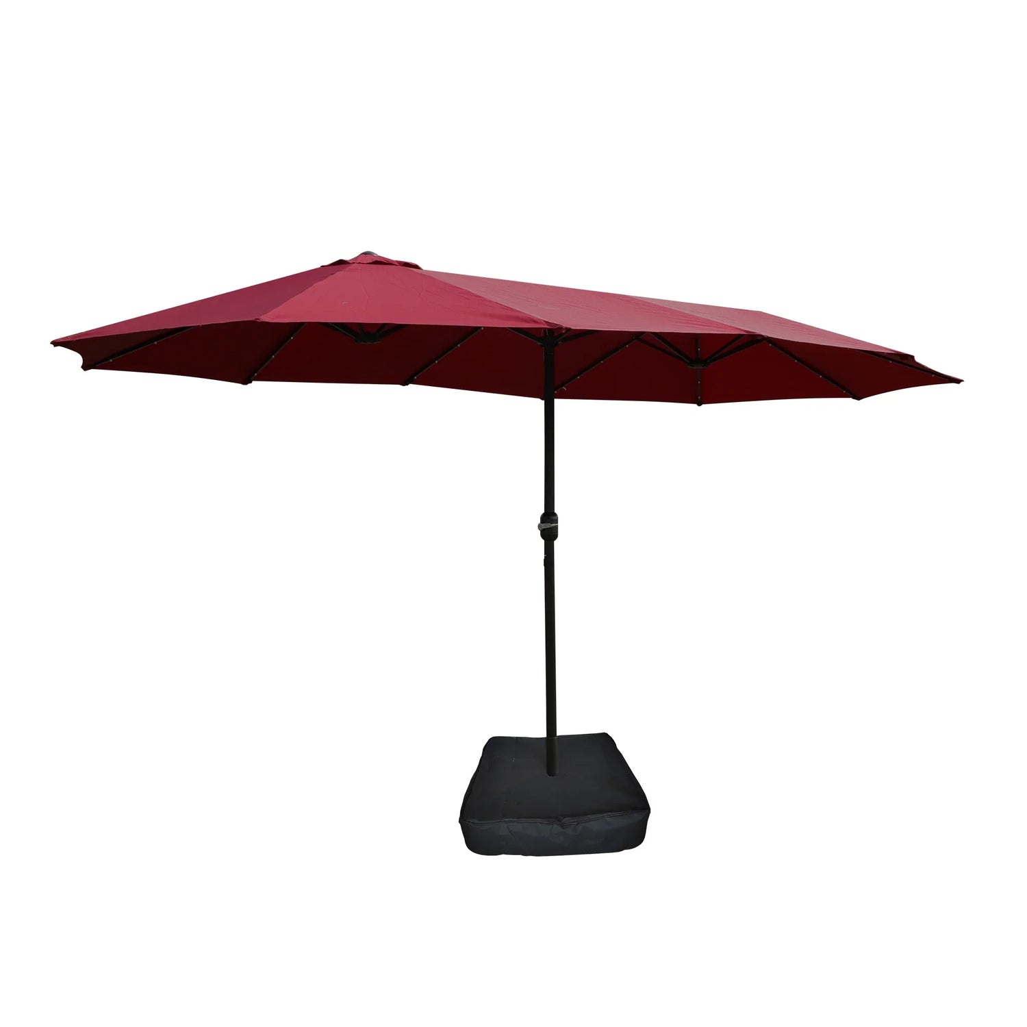 15x9ft Large Double-Sided Rectangular Outdoor Twin Patio Market Umbrella with Light and Base - Red