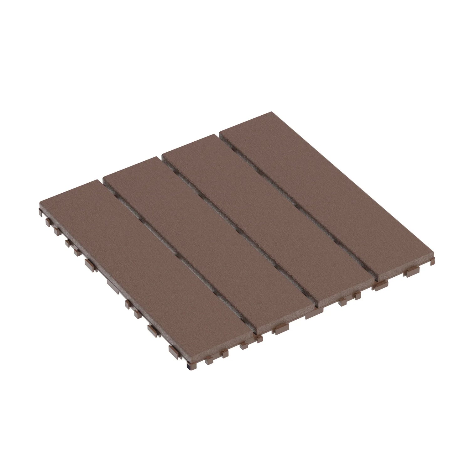 Plastic Interlocking Decking Tiles 44-Pack Waterproof All-Weather Brown Polypropylene 12x12 Inches