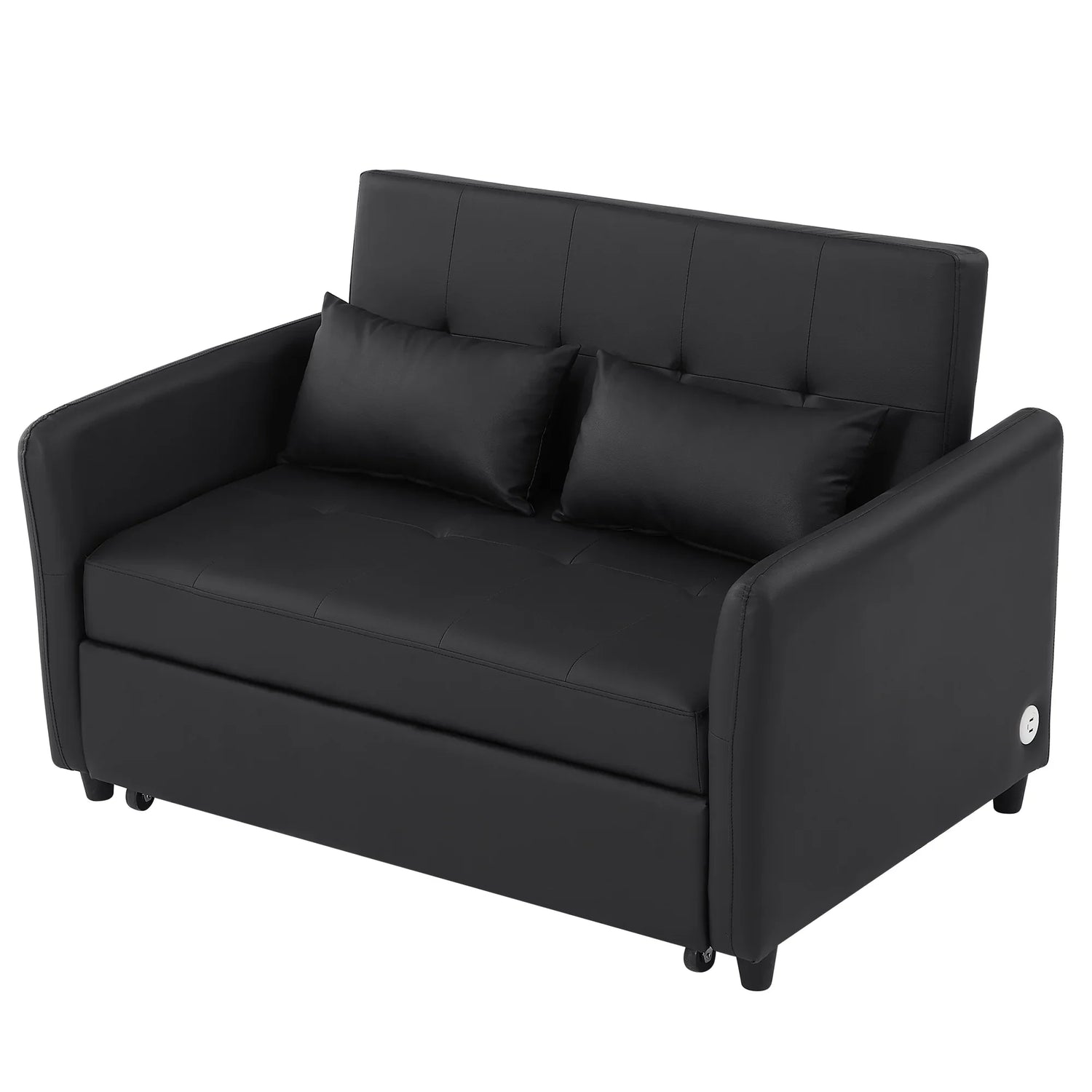 Orisfur Convertible Sleeper Bed, Adjustable Oversized Armchair with USB Ports, Black PU Leather, 51.57'