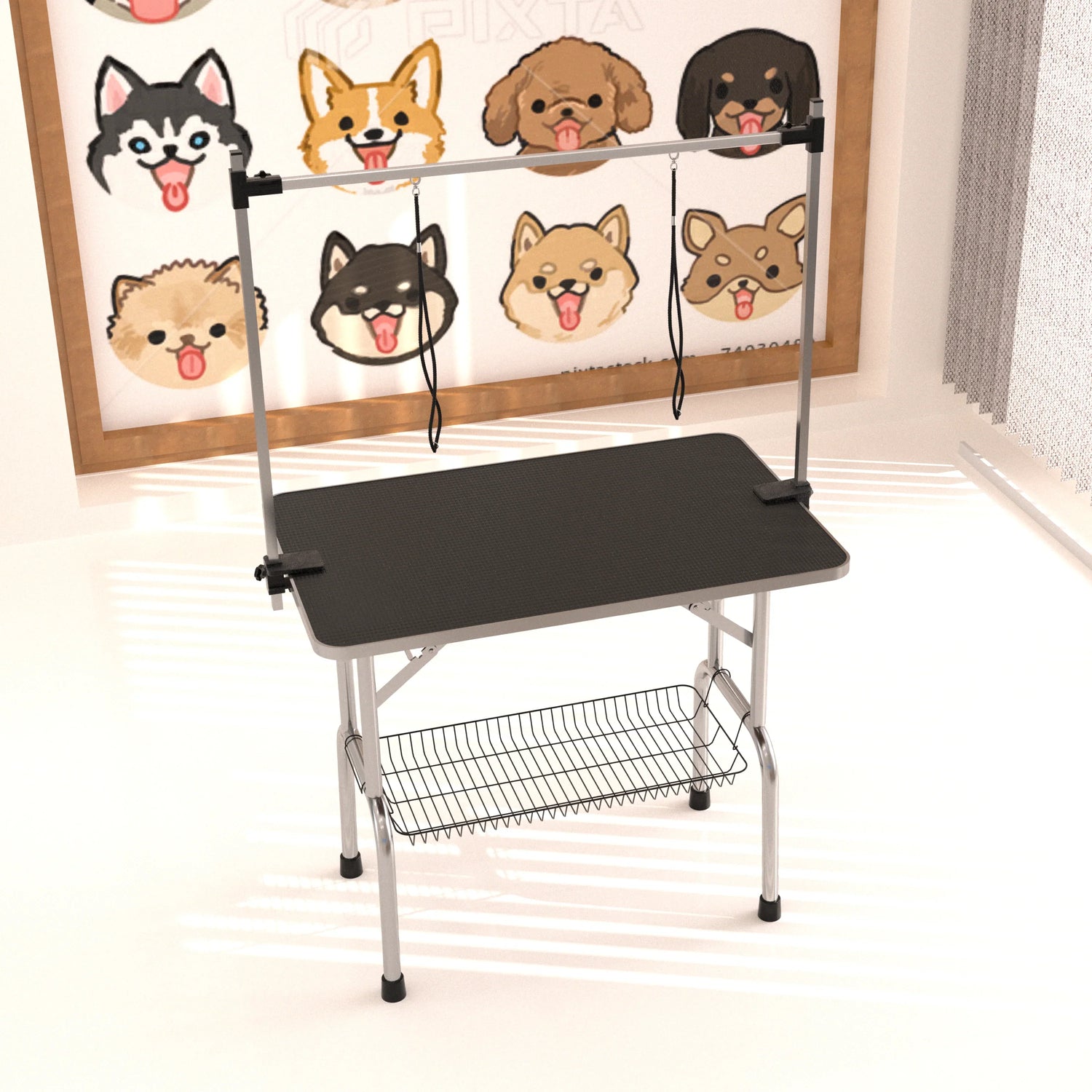 Professional Dog Pet Grooming Table Large Adjustable Heavy Duty Portable w/Arm & Noose & Mesh Tray