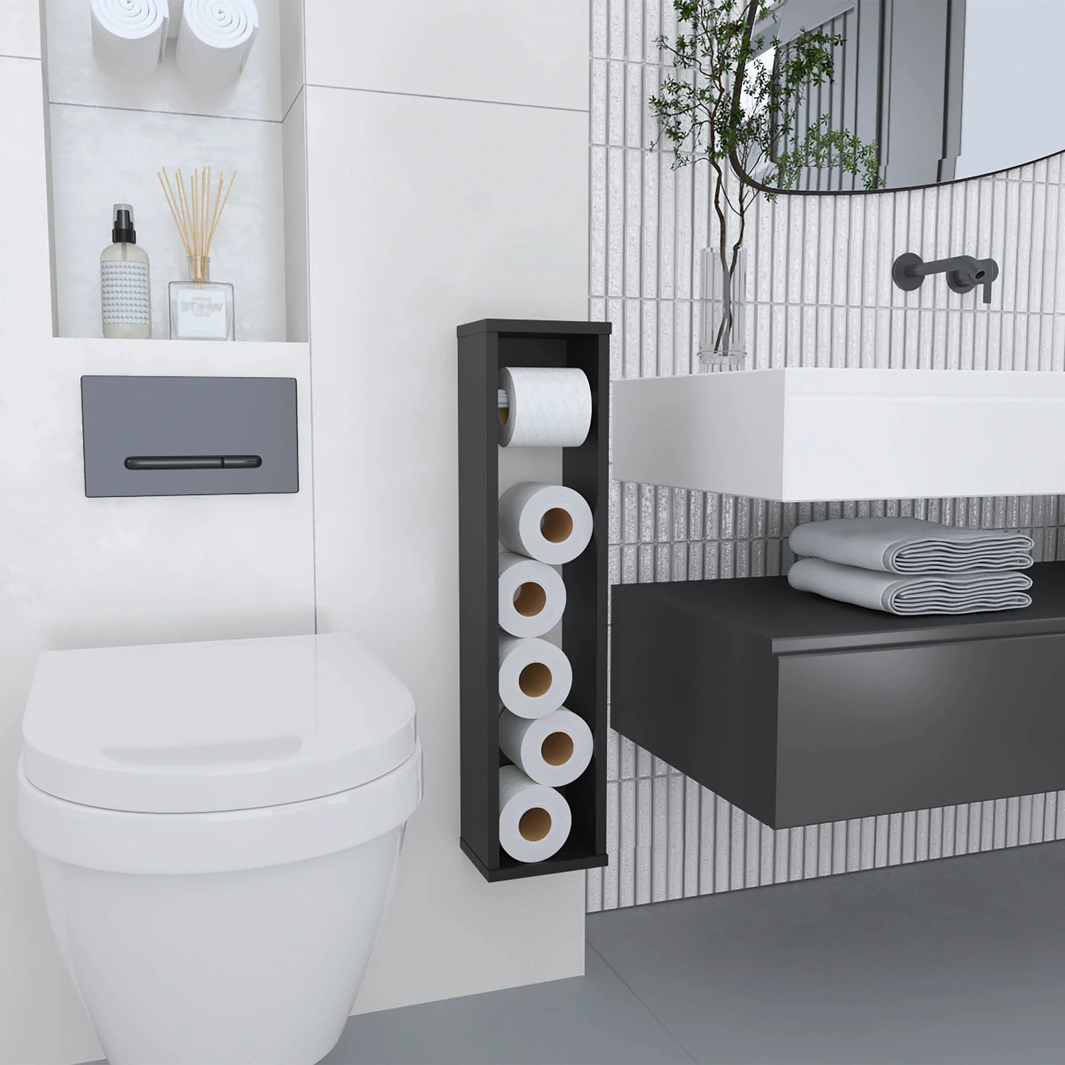 Shelf 28' H, with 2 Shelves, Black