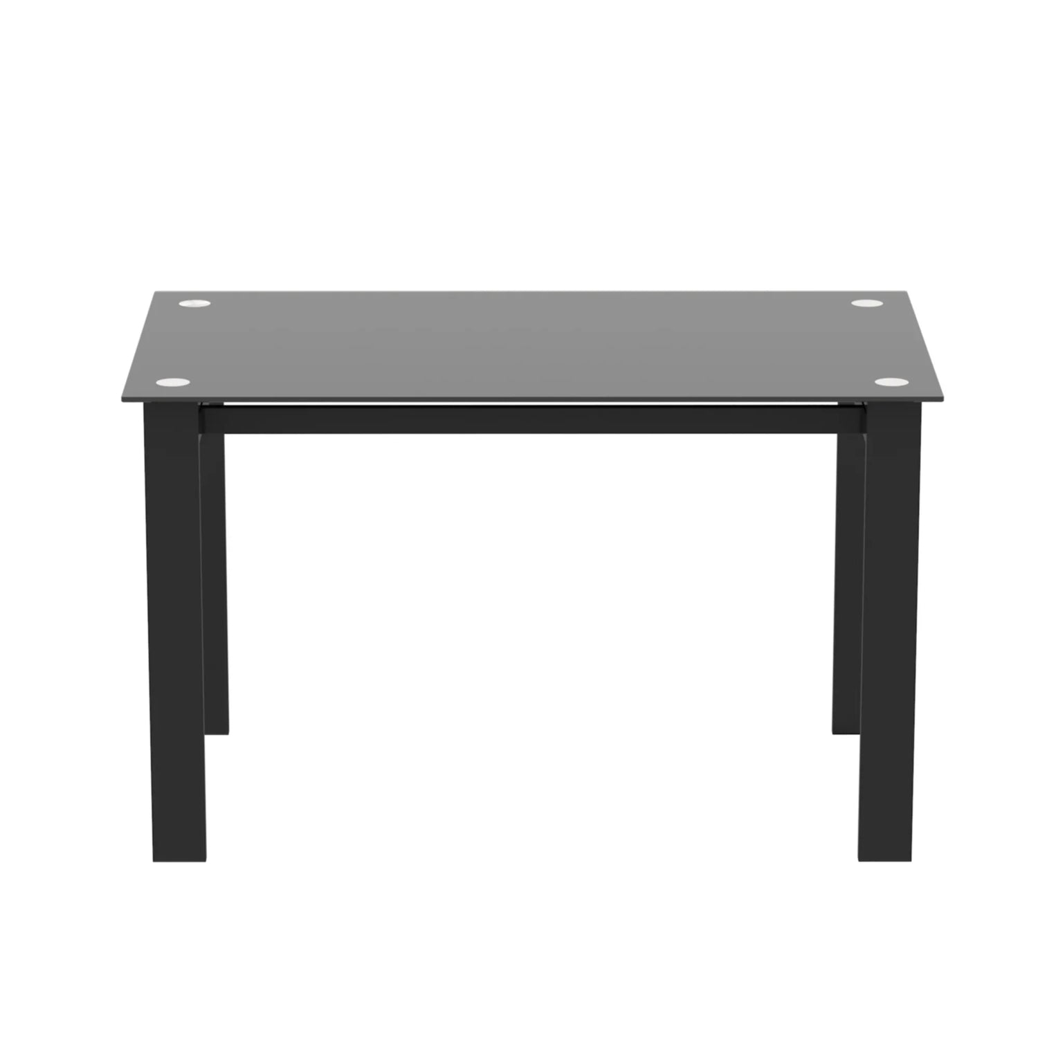 Modern Tempered Glass Dining Table with Black Metal Legs for Living Room or Kitchen