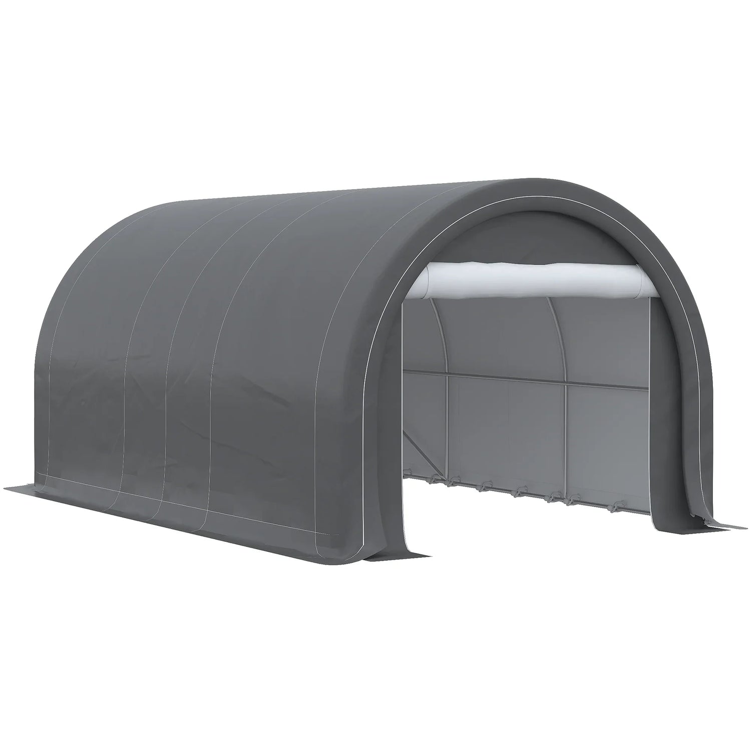 Outsunny Heavy Duty Portable Carport Garage Tent with Zippered Door, Anti-UV PE Canopy Cover, Gray, 10' x 16'