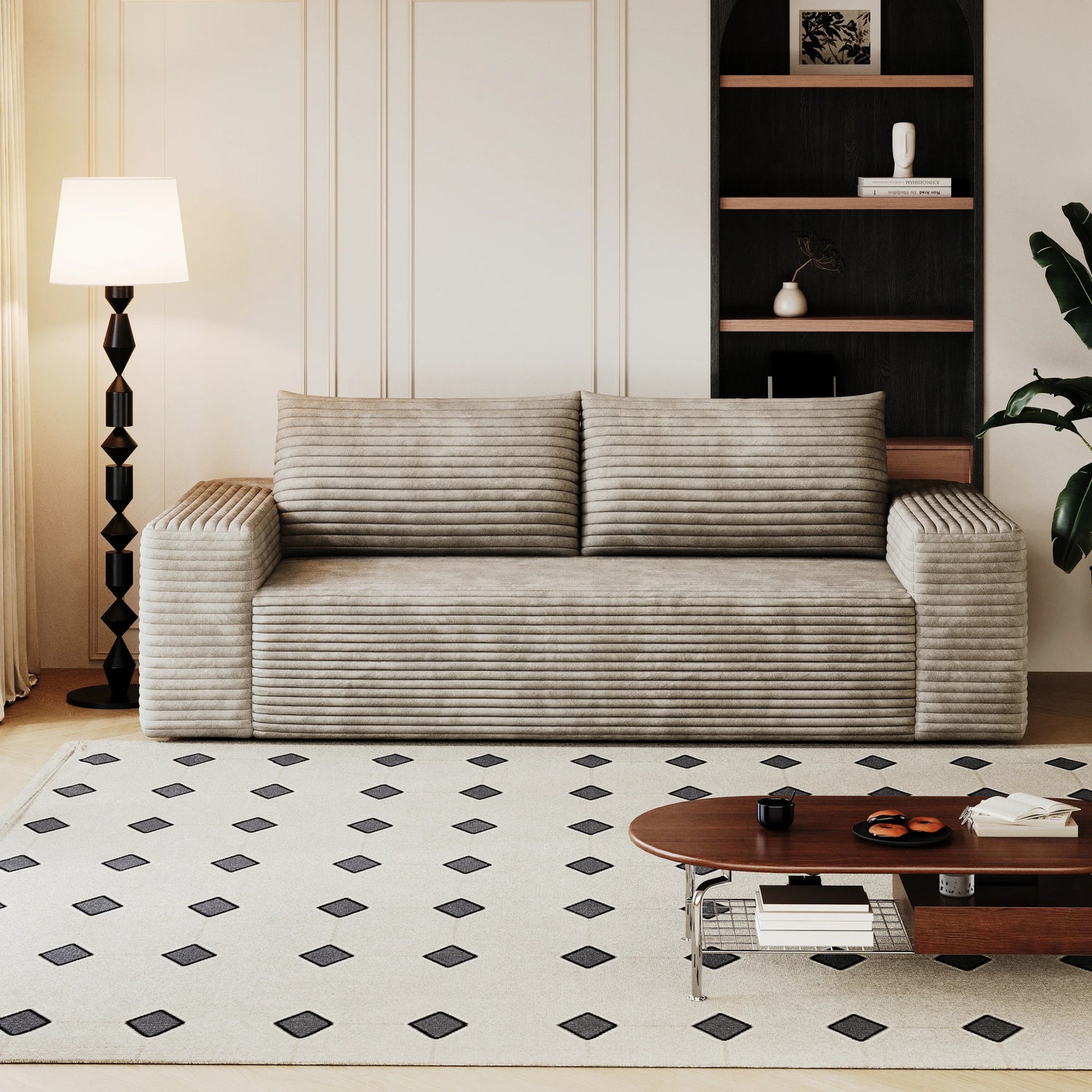 71' 3Setaser Sofa,Corduroy Fabric,Deep Seat Couches,Comfy Loveseat Sofa,No Assembly,1pcs for Living room, Bedroom,Conference room ,Apartment,Camel