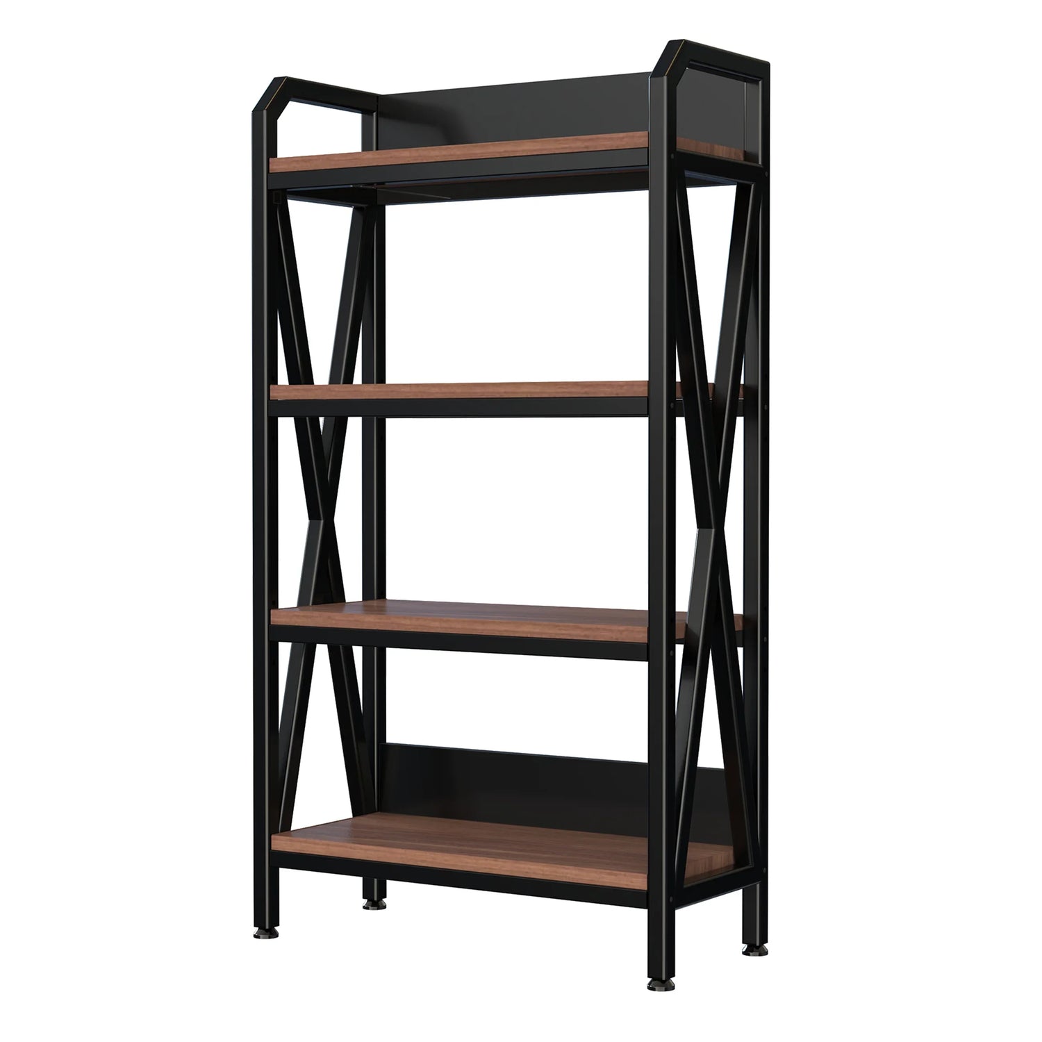 55'' Bakers Rack 4-Level Storage Shelves Metal and Wooden Kitchen Shelves, Kitchen Organizers and Storage, for Garage, Pantry, Bathroom, Closet ,33.50'' Length