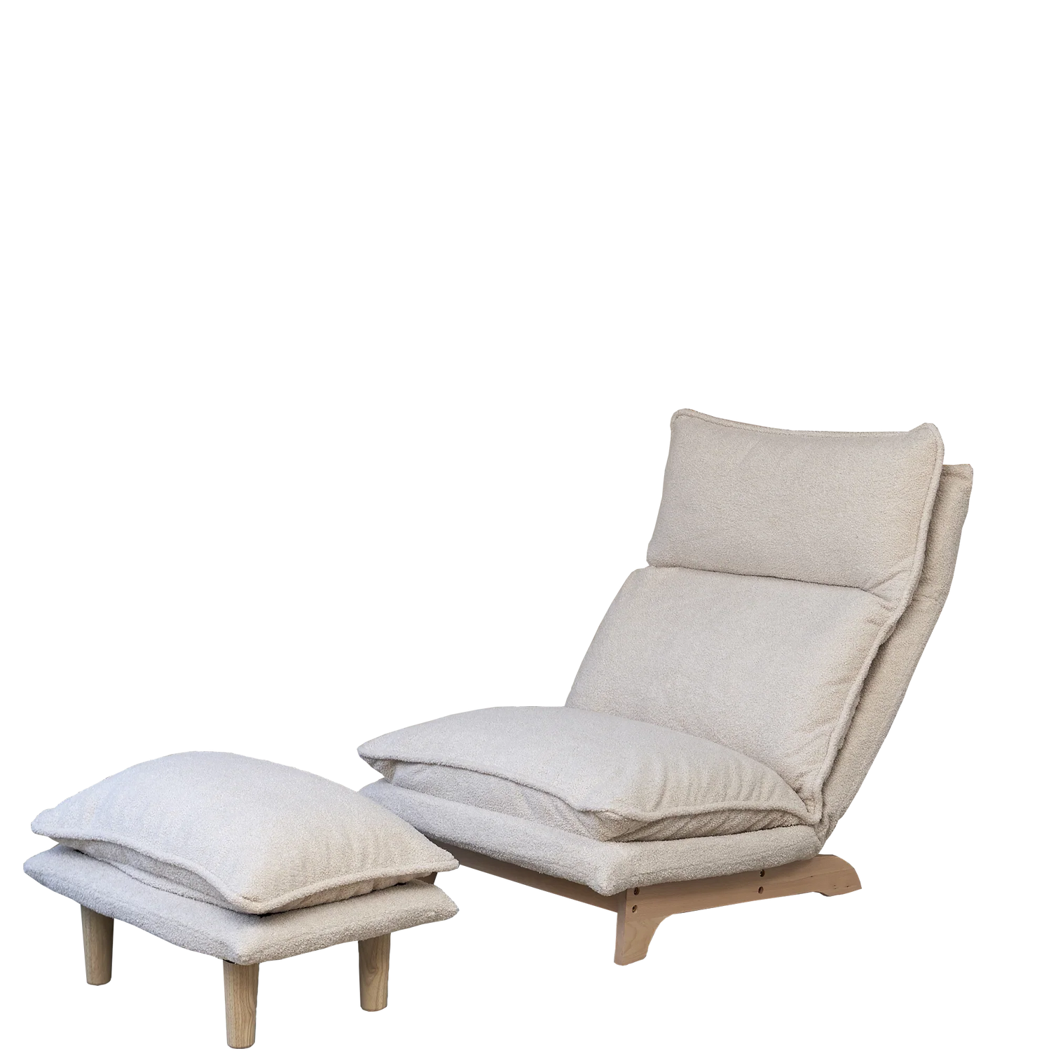 Foldable Metal Frame - Beige Reclining Single Sofa Chair for Bedroom or Balcony - Lazy Leisure Lounge Chair