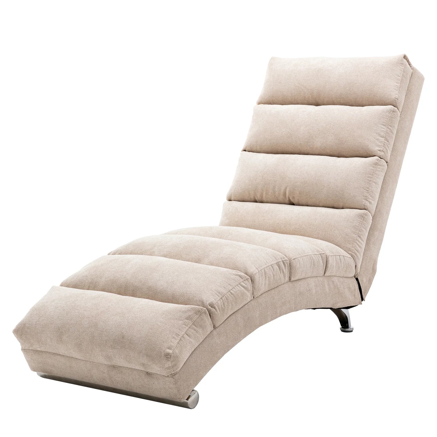 Linen Massage Chaise Lounge Indoor with Remote Control, Ergonomic Electric Massage Lounger in Beige
