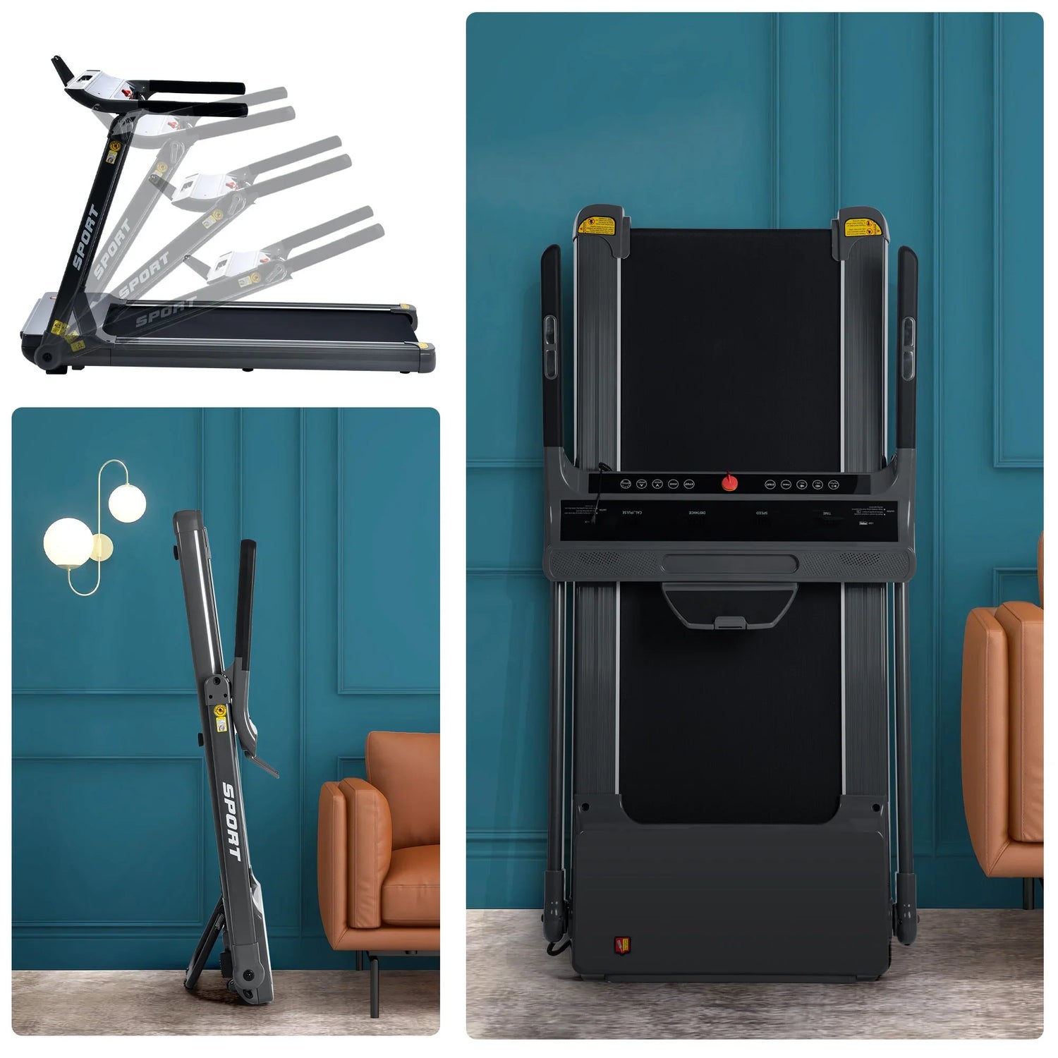 Cinta de correr eléctrica plegable de 3,5 HP, mediana, motorizada, para gimnasio, 150 kg, portátil, compacta, plegable, para gimnasio en casa, fitness, trotar, caminar, con potencia eléctrica motorizada de 14 km/h.