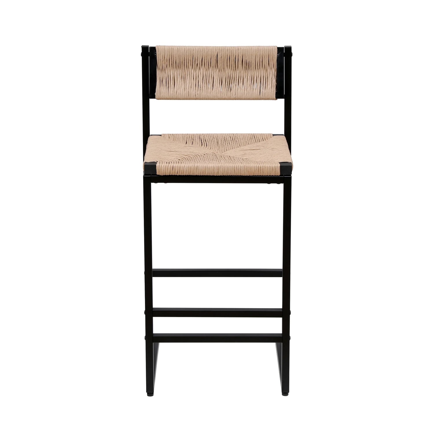 Handwoven Honey Bar Stools Set of 2 with Paper Rope Weave Back for Kitchen Island, Bar & Counter