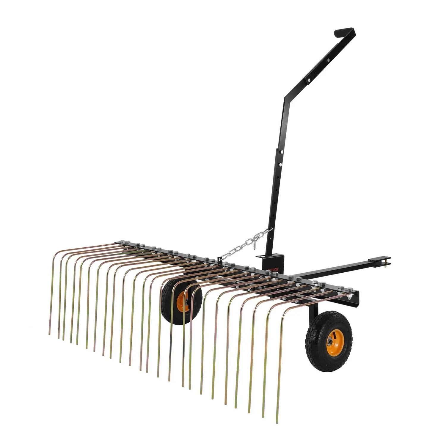 VEVOR Tow Behind Dethatcher, 60-inch Tow Dethatcher with 24 Steel Tines, Lawn Dethatcher Rake for ATV or Mower, Tow Behind Lawn Rake with Lift Handle for Leaves, Pine Needles, and Grass