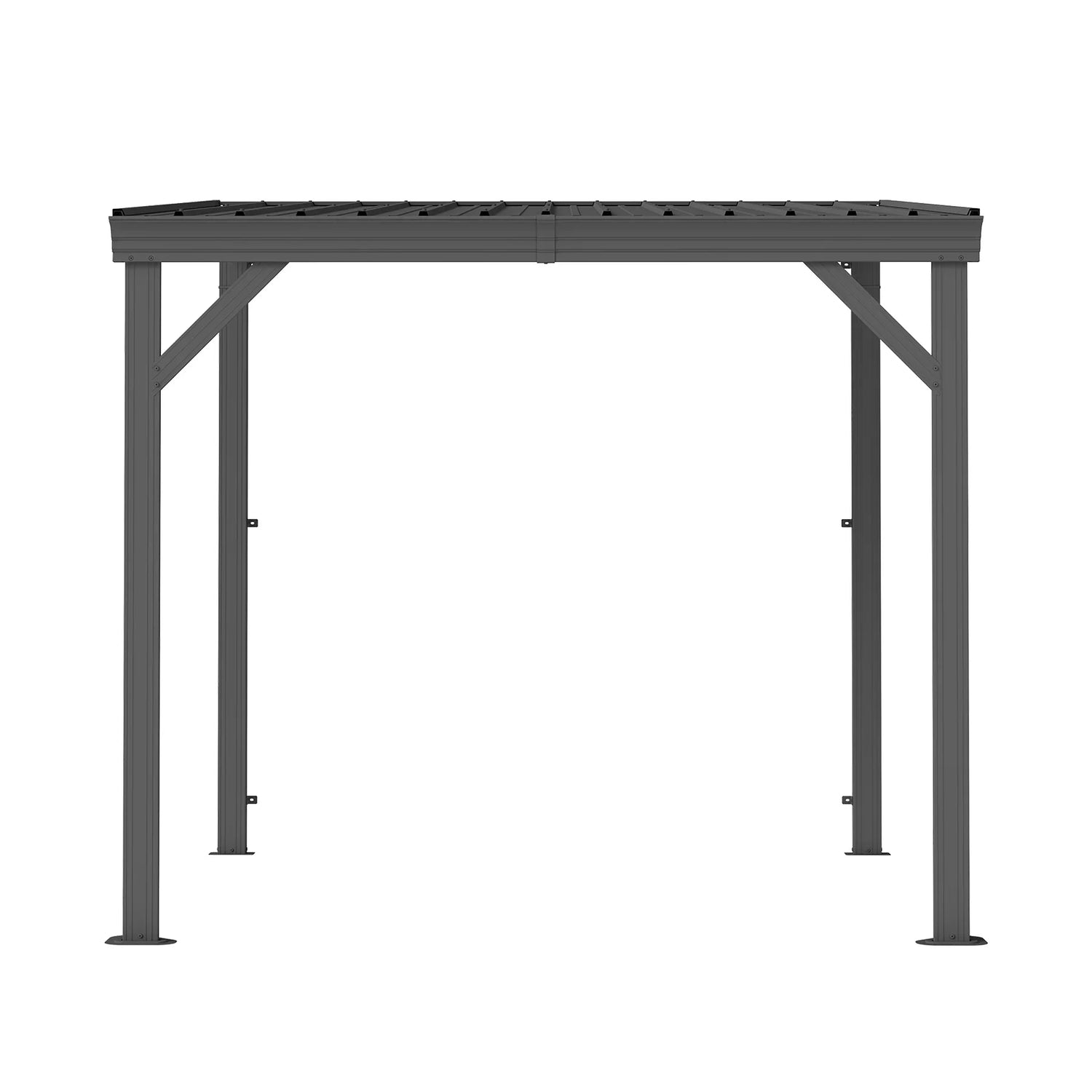 8'x 8' Lean to Gazebo with Upgraded Drainage System, Wall Mounted Gazebo Hardtop Galvanized Steel Sloping Roof for Patio Deck Backyard Lawn Party(Gray)