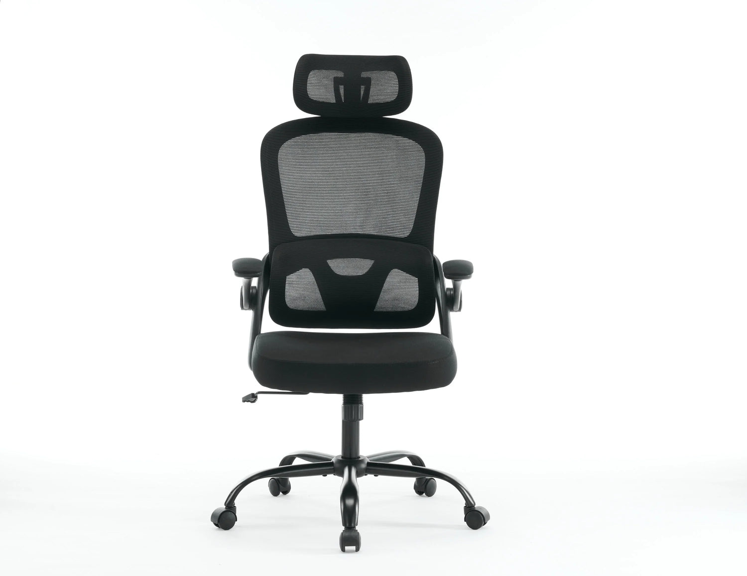 Silla de oficina ergonómica de malla, respaldo alto, reposabrazos 3D, soporte lumbar vertical, silla giratoria para computadora con reposacabezas 2D ajustable e inclinación (negro)