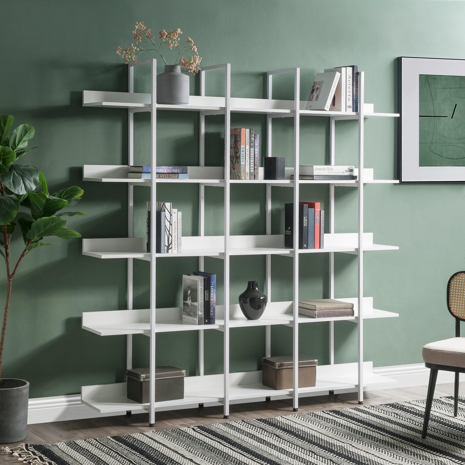 [VIDEO] 5 Tier Bookcase Home Office Open Bookshelf, Vintage Industrial Style Shelf with Metal Frame, MDF Board (Old Sku:WF286176AAK)