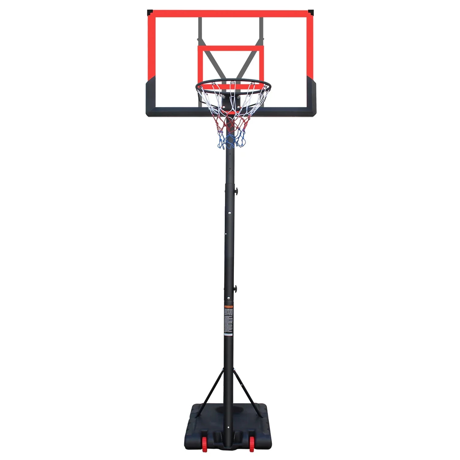 Basketball Hoop 5.73-10FT Height Adjustable Portable Basketball Goal for Indoor Outdoor Basketball Stand 44in Backboard with Wheels Red
