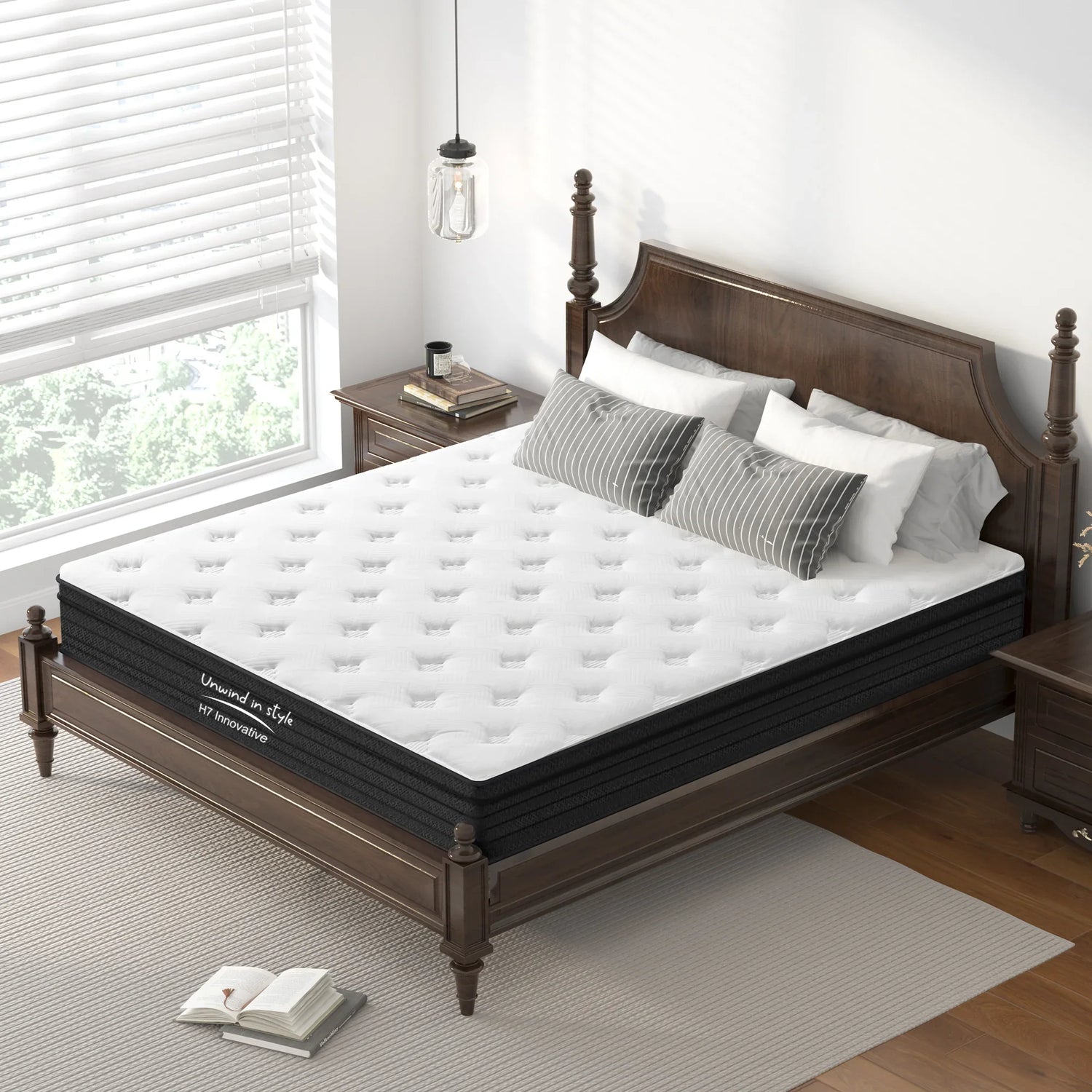 King Size Mattress,12 Inch Hybrid Mattress, Individually Pocketed Innerspring, Medium Firm