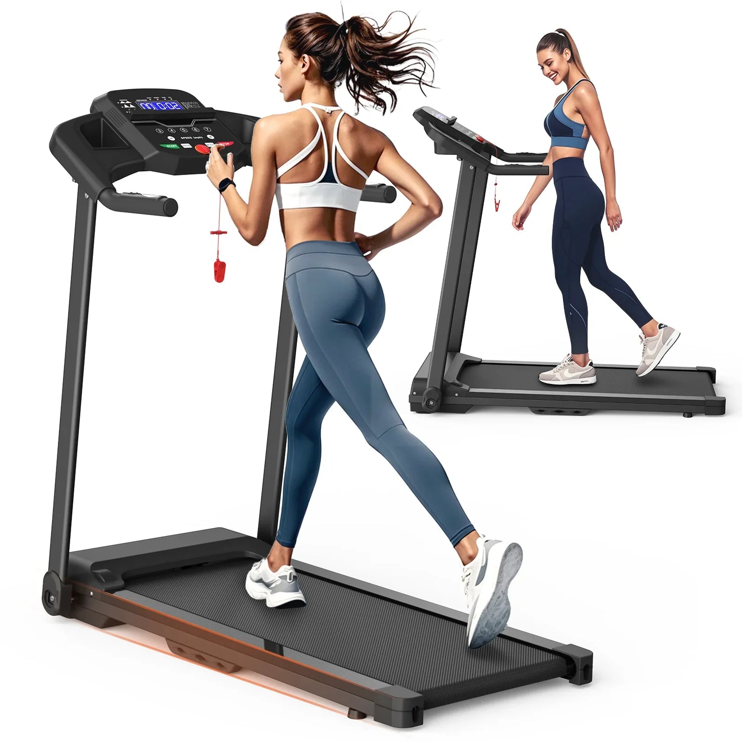 Cinta de correr plegable eléctrica de 2,5 HP para gimnasio en casa, capacidad máxima de 120 kg.