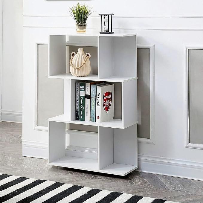 White three-layer simple household bookshelf