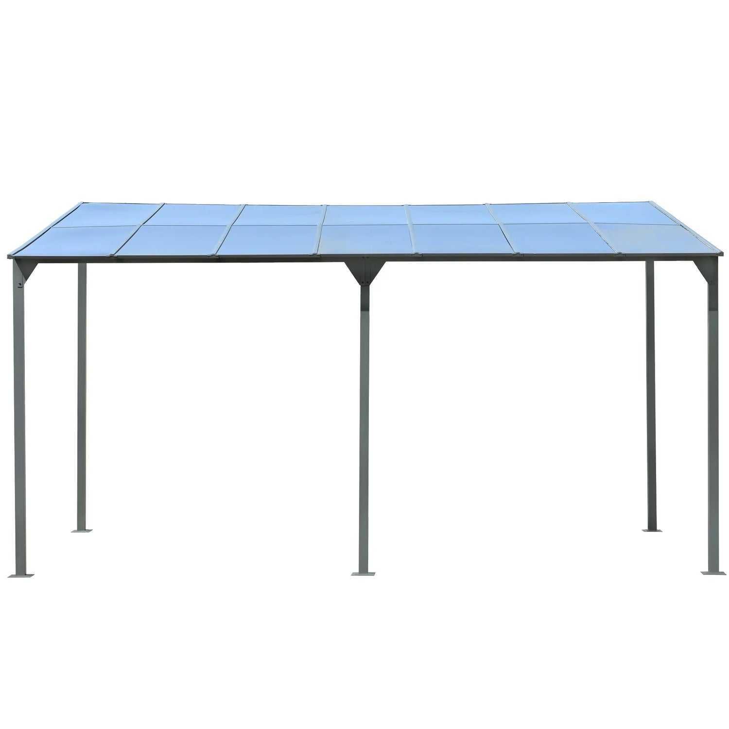 Outdoor Wall-Mounted Gazebo with Sloped Roof Design, UV Protection, and Durable Iron Frame, 14.76x9.22 FT, Gray