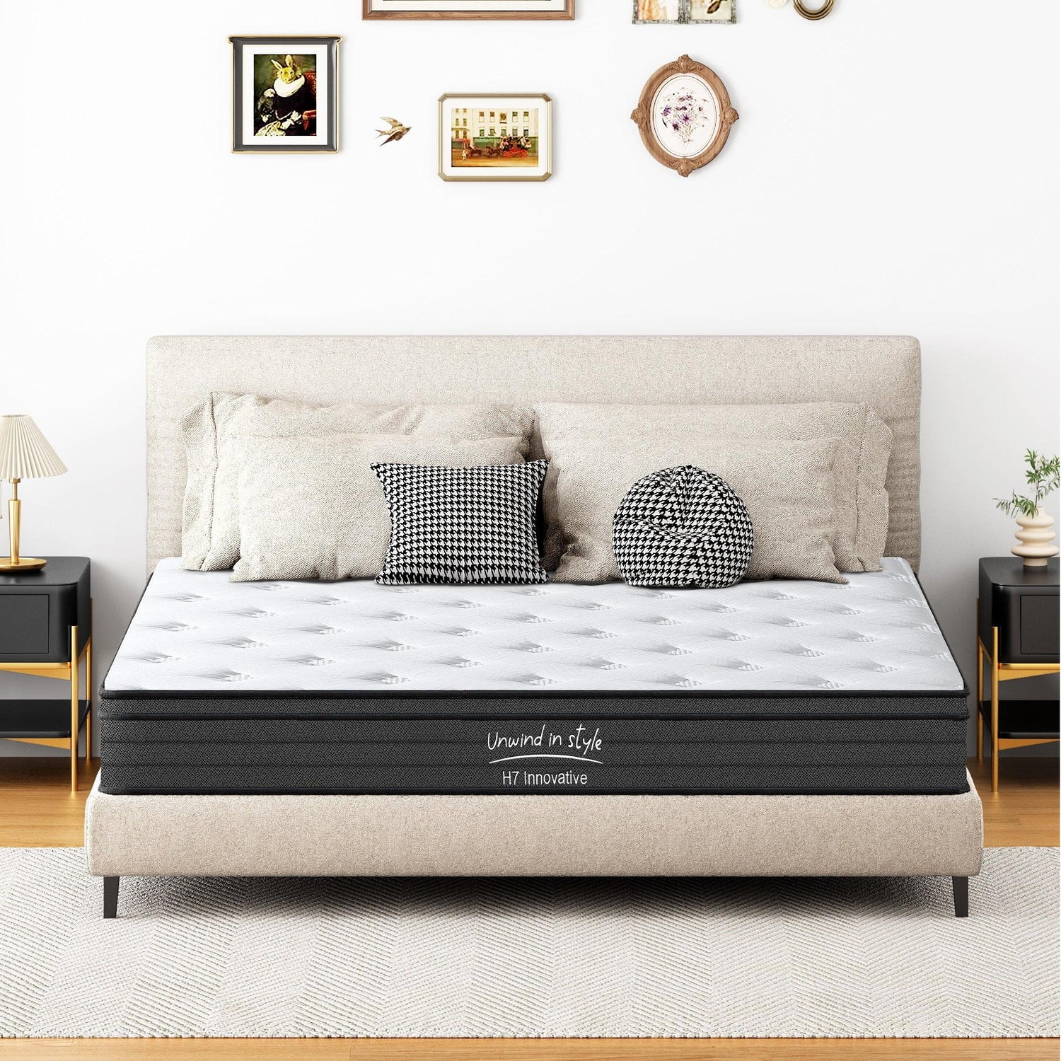 King Size Mattress,10 Inch Hybrid Mattress, Individually Pocketed Innerspring, Medium Firm