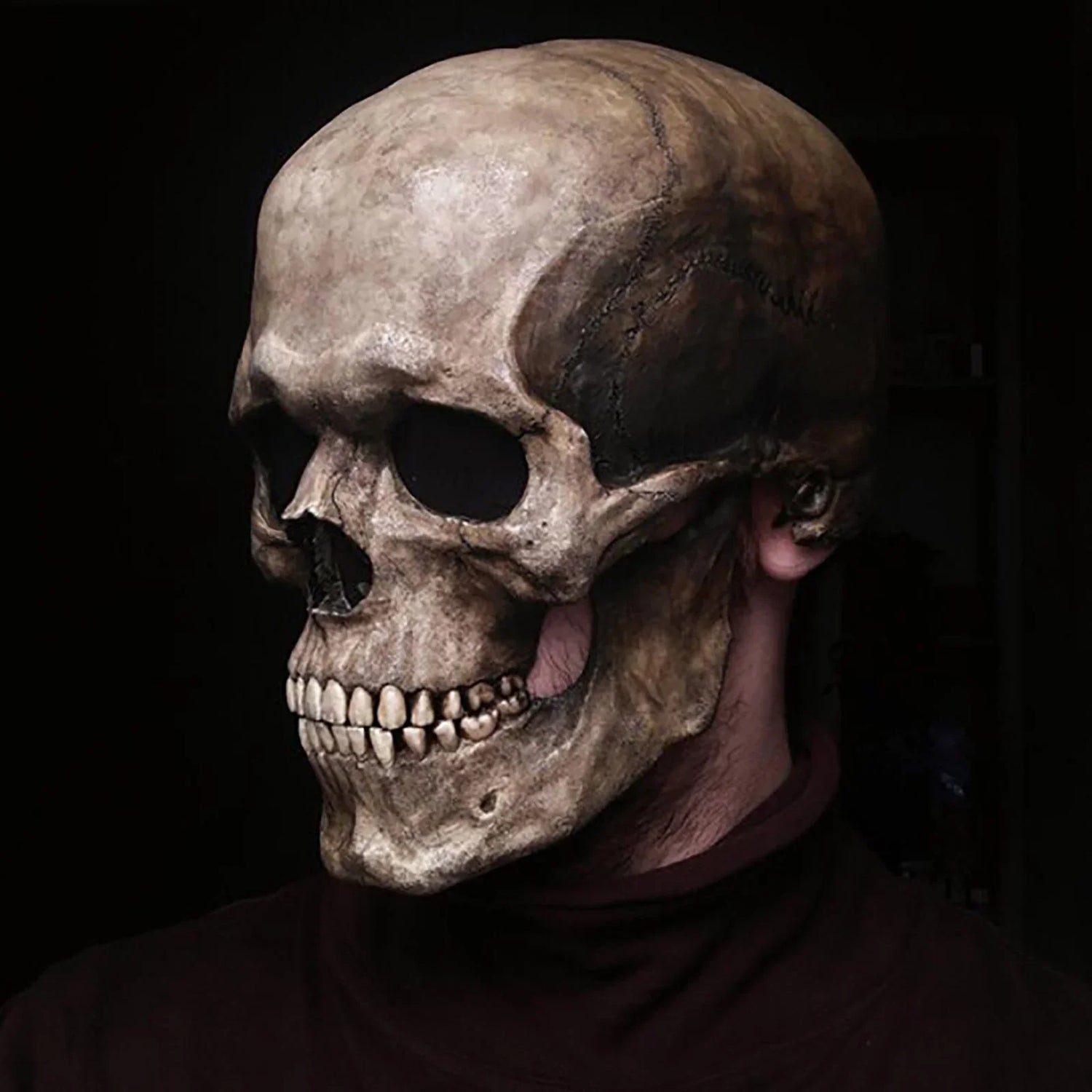 Halloween Movable Mouth Skull Mask Helmet Mouth Movable Skull Full