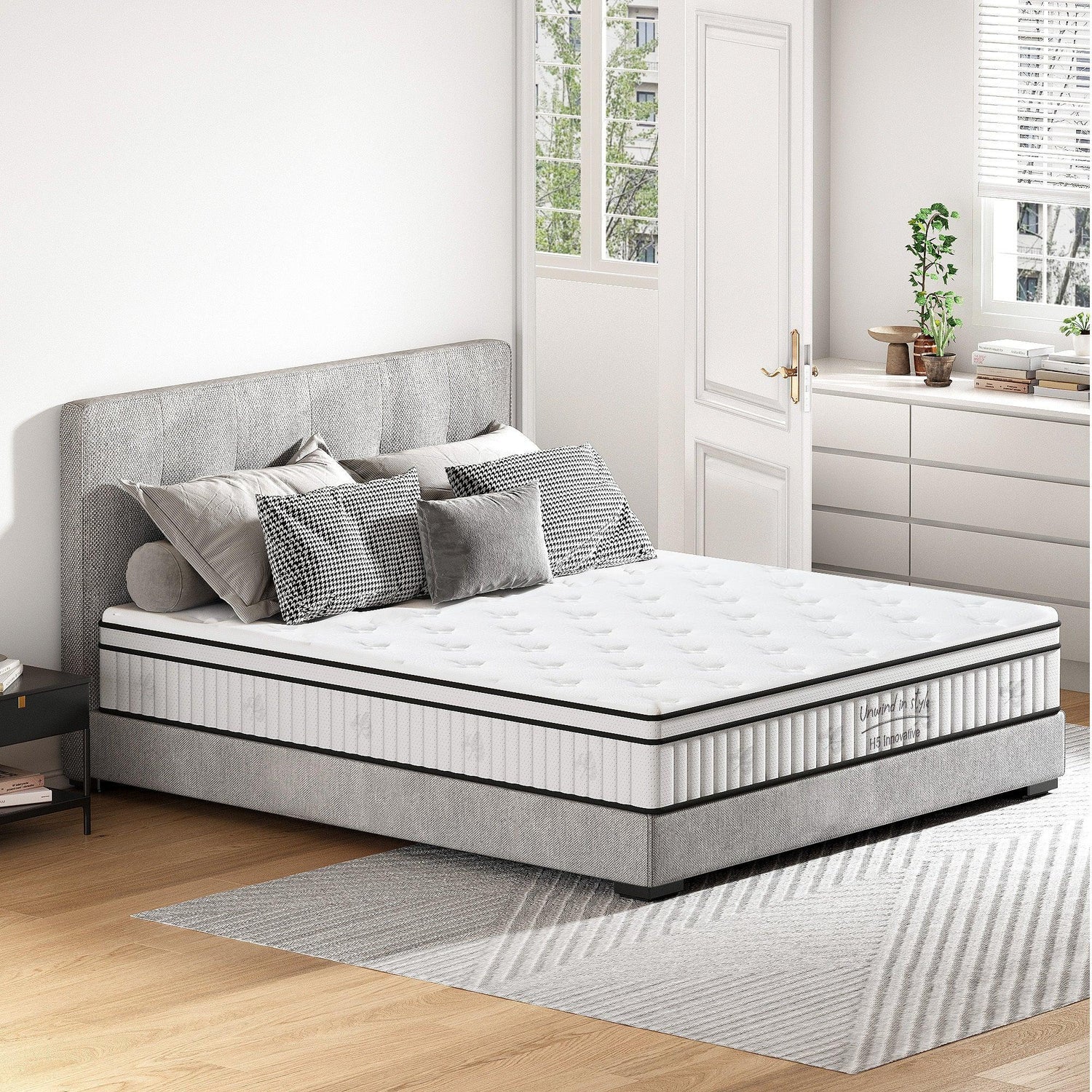 Full Size Mattress,12 Inch Hybrid Mattress, Individually Pocketed Innerspring, Medium Firm